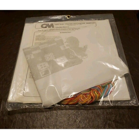 Baby Prayer Patchwork Sampler Vintage Stamped Cross Stitch Kit 11x14 Nursery - Picture 4 of 4